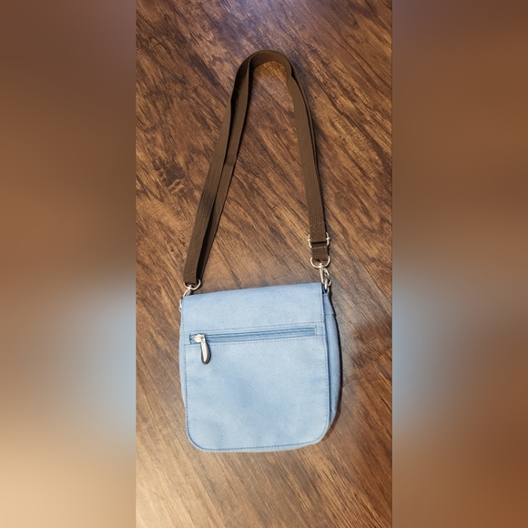 Travelon Blue Faux Suede Expandable Crossbody Purse /Fannypack - Picture 1 of 12